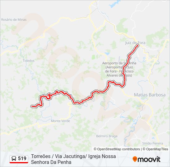 Mapa da linha 519 de ônibus
