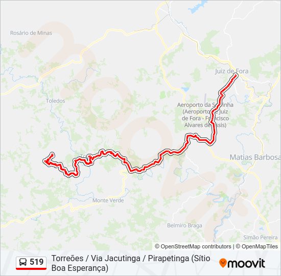 Mapa da linha 519 de ônibus