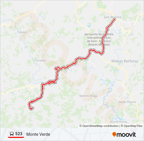 Mapa da linha 523 de ônibus