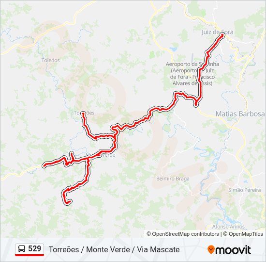 Mapa da linha 529 de ônibus