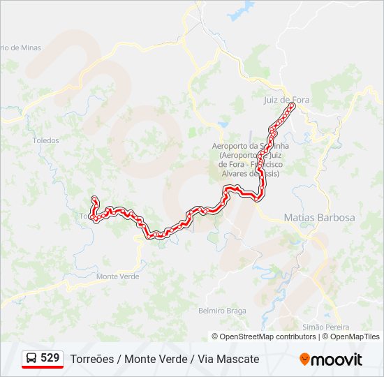 Mapa da linha 529 de ônibus