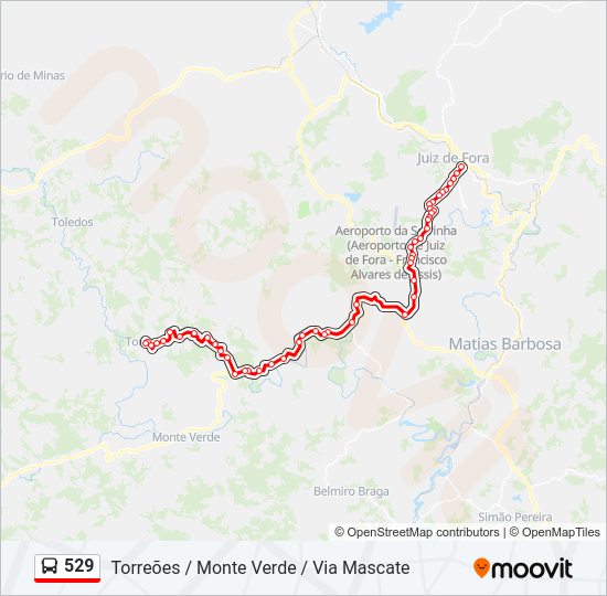 Mapa da linha 529 de ônibus