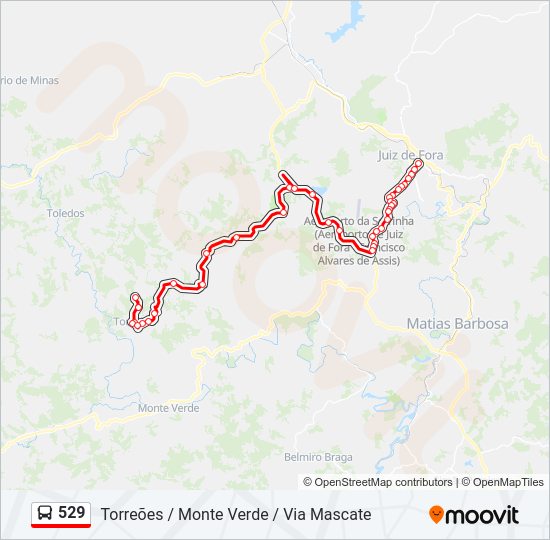 Mapa da linha 529 de ônibus