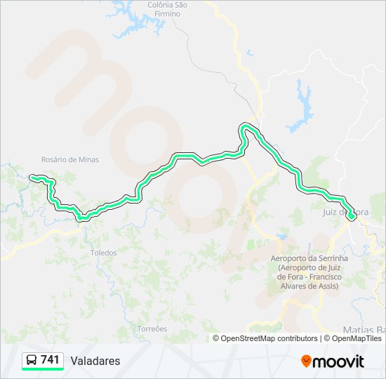 Mapa da linha 741 de ônibus