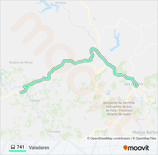 Mapa da linha 741 de ônibus