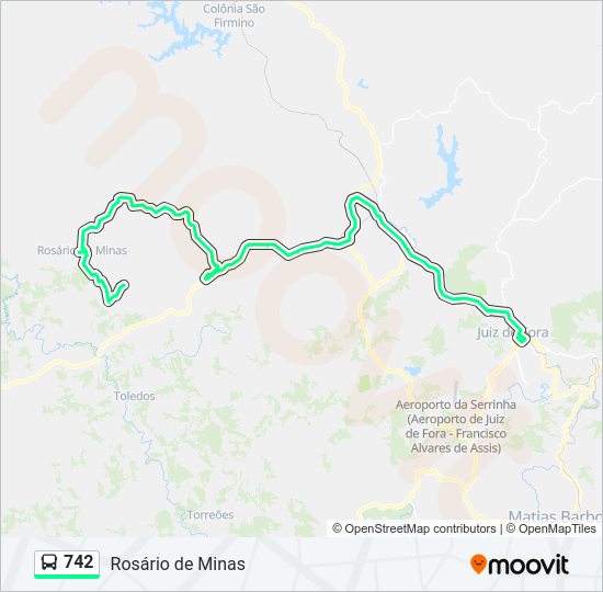 Mapa da linha 742 de ônibus