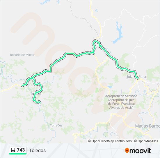 Mapa da linha 743 de ônibus