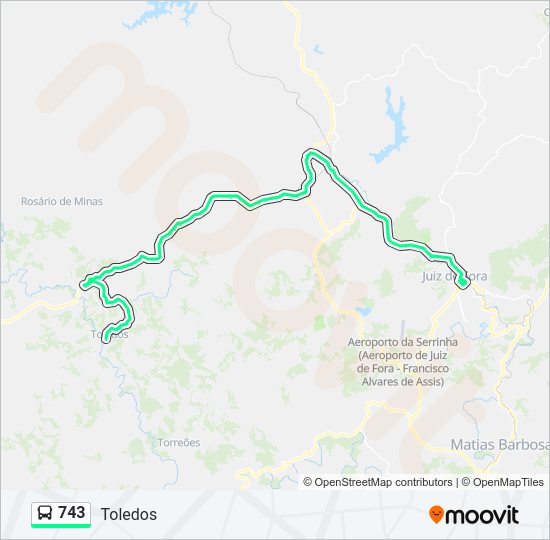 Mapa da linha 743 de ônibus