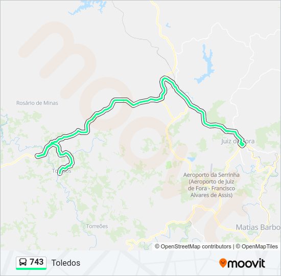 Mapa da linha 743 de ônibus