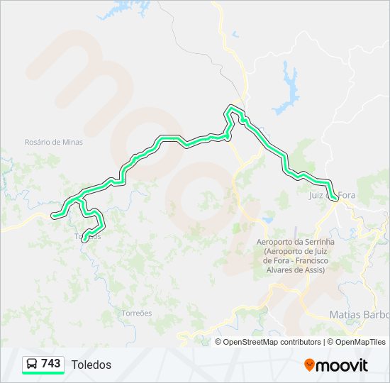 Mapa da linha 743 de ônibus