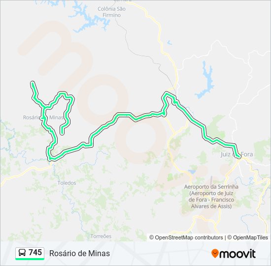 Mapa da linha 745 de ônibus
