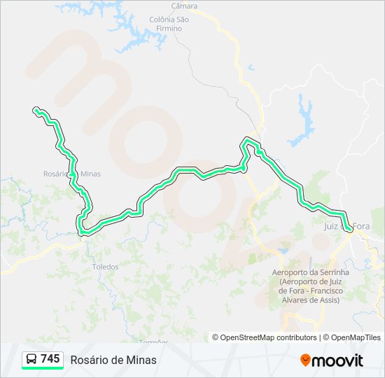 Mapa da linha 745 de ônibus
