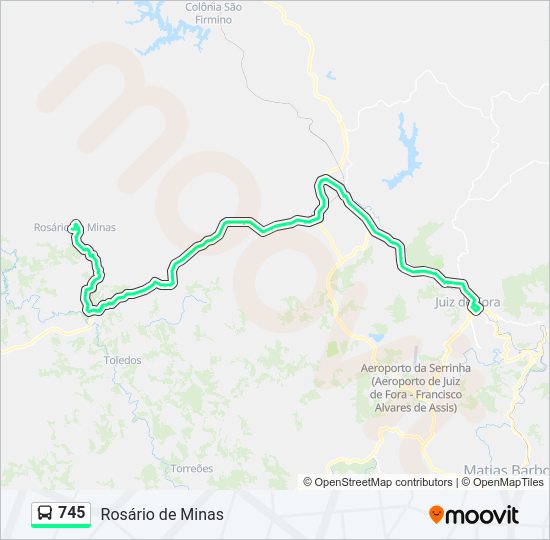 Mapa da linha 745 de ônibus