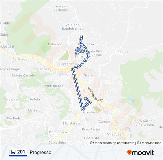 Mapa da linha 201 de ônibus