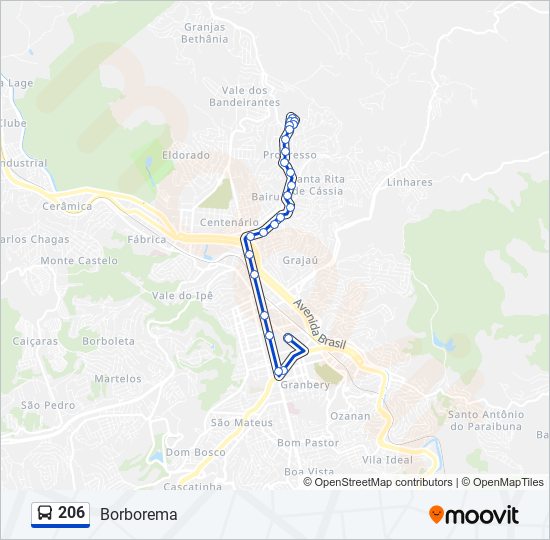 Mapa de 206 de autobús