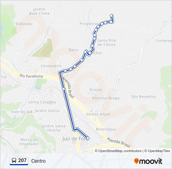 Mapa de 207 de autobús