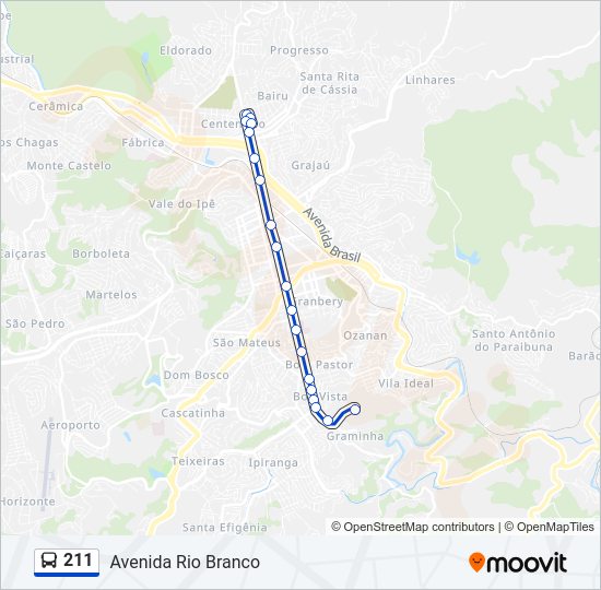 Mapa da linha 211 de ônibus