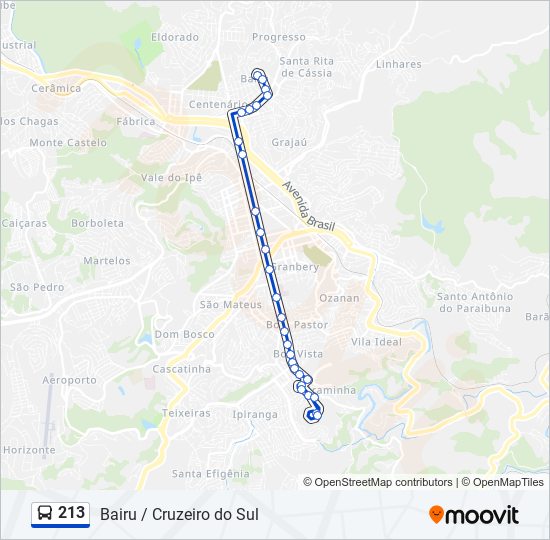 Mapa de 213 de autobús