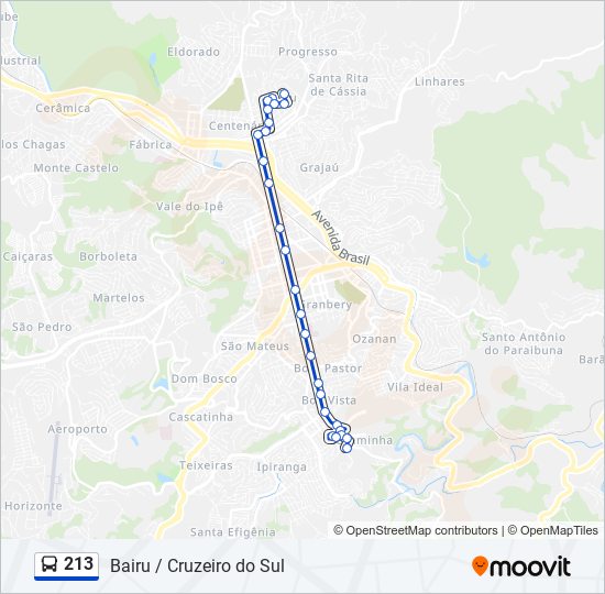 Mapa da linha 213 de ônibus