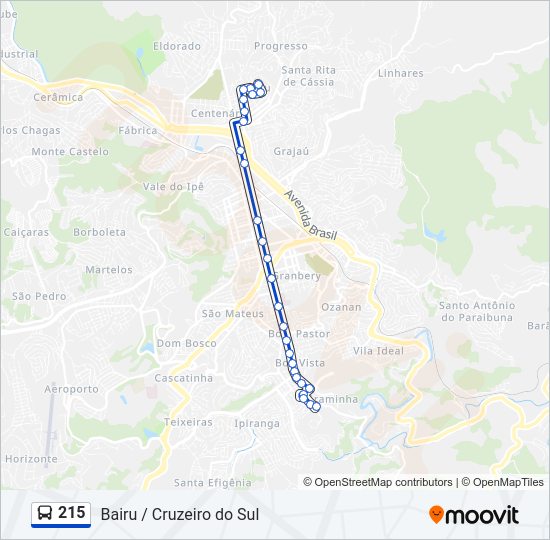 Mapa da linha 215 de ônibus