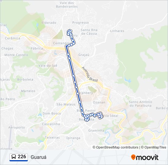 Mapa da linha 226 de ônibus