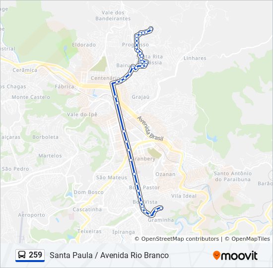 Mapa da linha 259 de ônibus