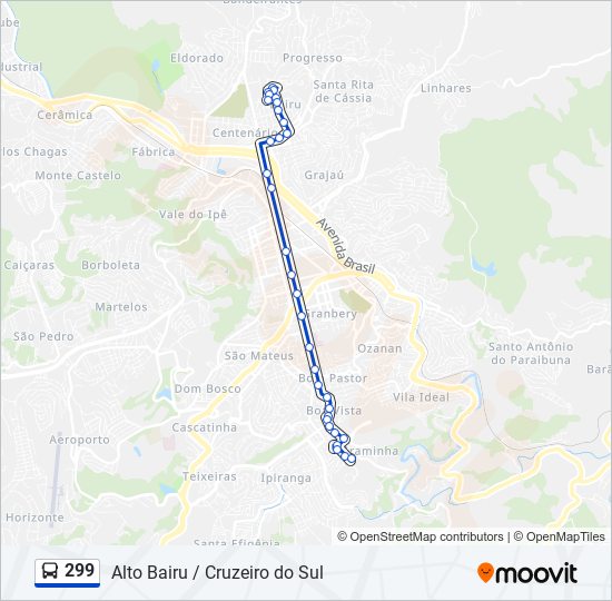 Mapa da linha 299 de ônibus