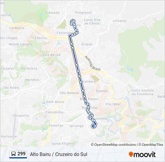 Mapa da linha 299 de ônibus