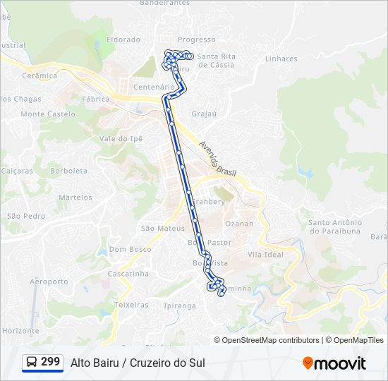 Mapa da linha 299 de ônibus