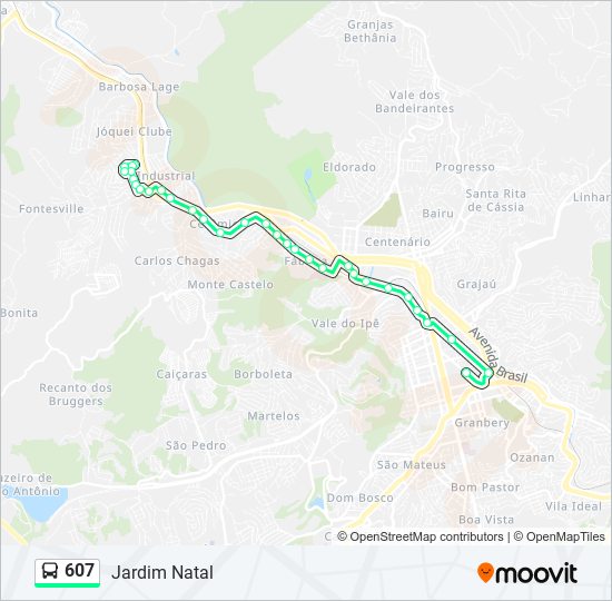 Mapa de 607 de autobús