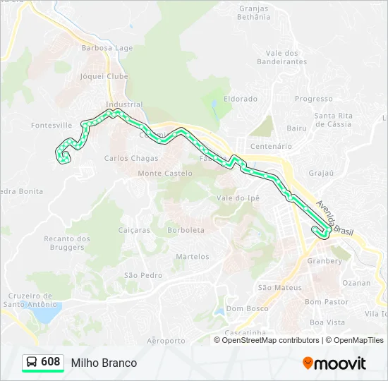 608 Bus Line Map
