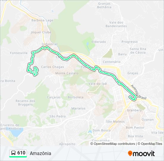 Mapa de 610 de autobús