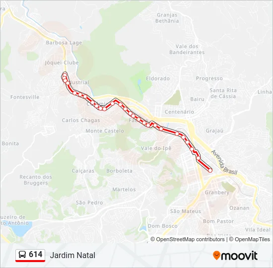 614 Bus Line Map