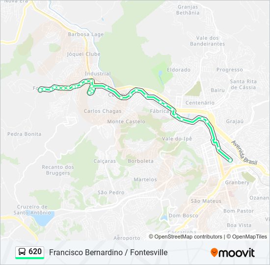 Mapa de 620 de autobús