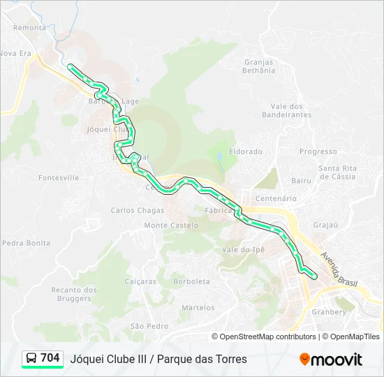 704 Bus Line Map