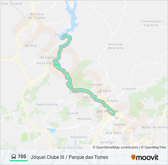 Mapa da linha 705 de ônibus