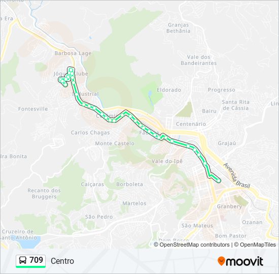 Mapa de 709 de autobús