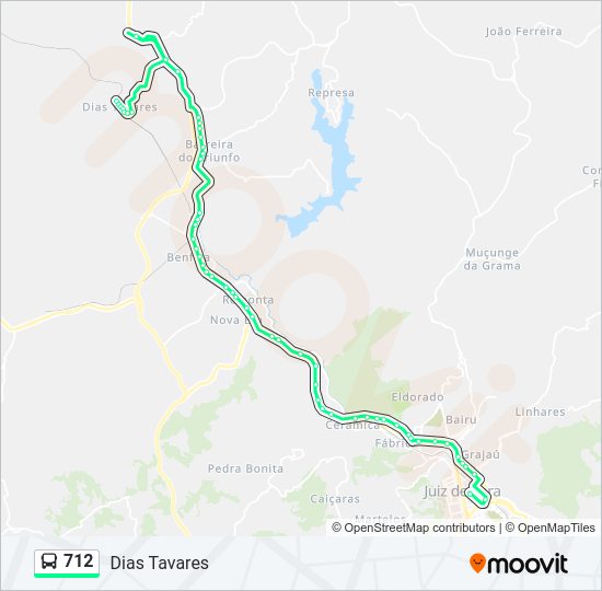 Mapa da linha 712 de ônibus