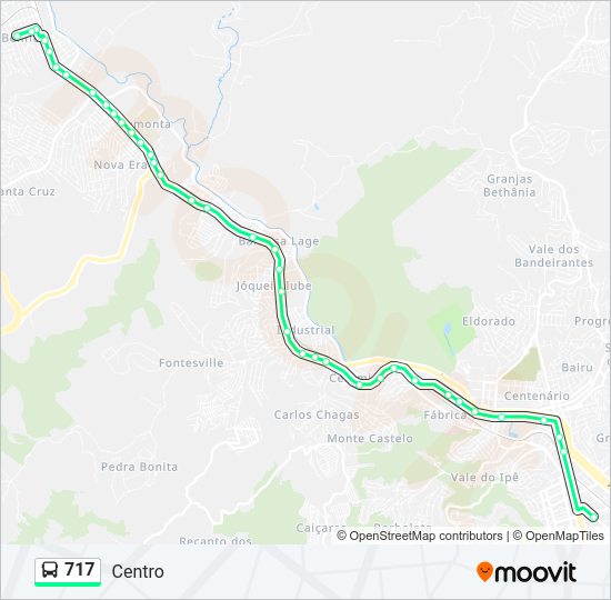 Mapa da linha 717 de ônibus