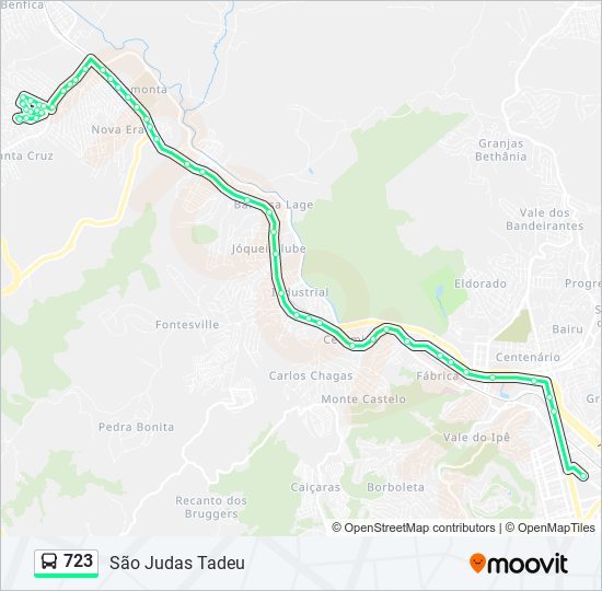 Mapa da linha 723 de ônibus