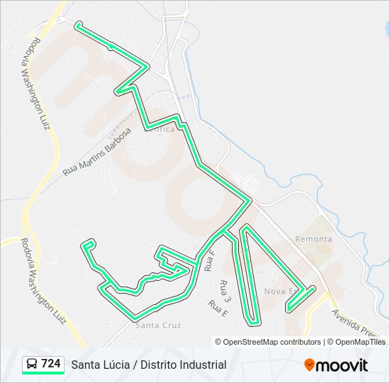 Mapa da linha 724 de ônibus
