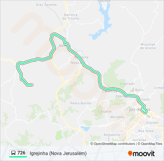 Mapa da linha 726 de ônibus