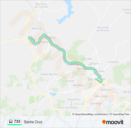 Mapa da linha 733 de ônibus