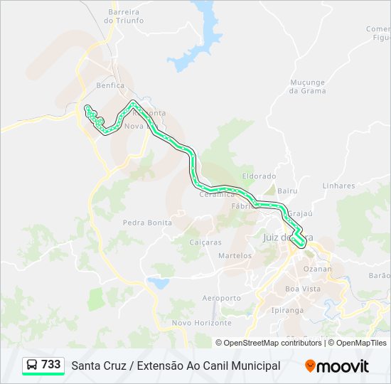 Mapa da linha 733 de ônibus