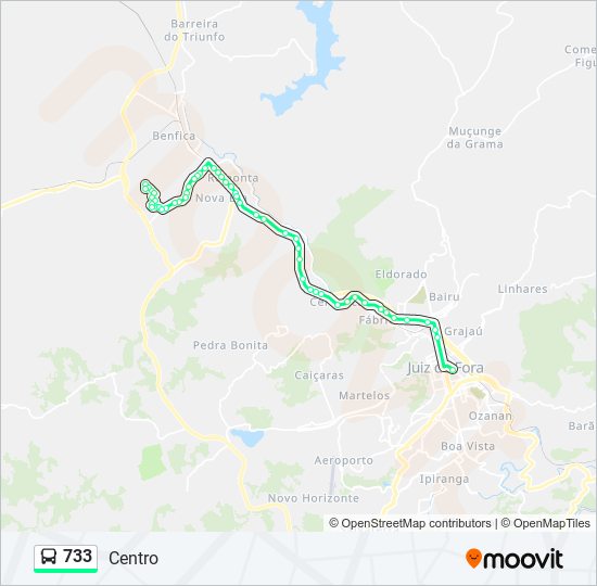 Mapa da linha 733 de ônibus