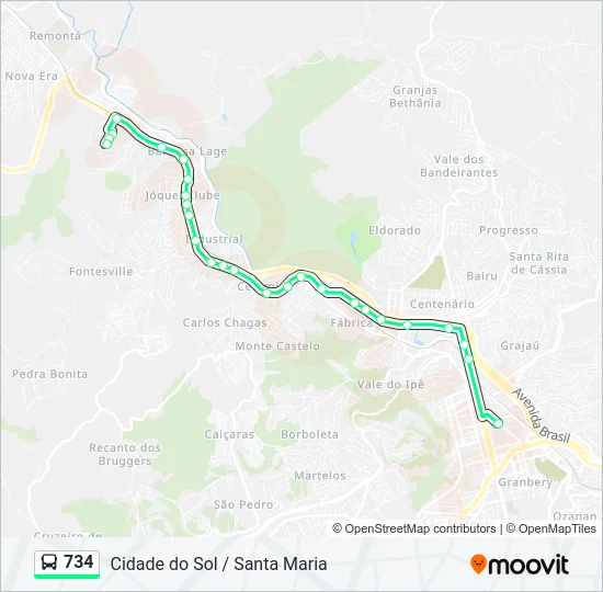734 Bus Line Map
