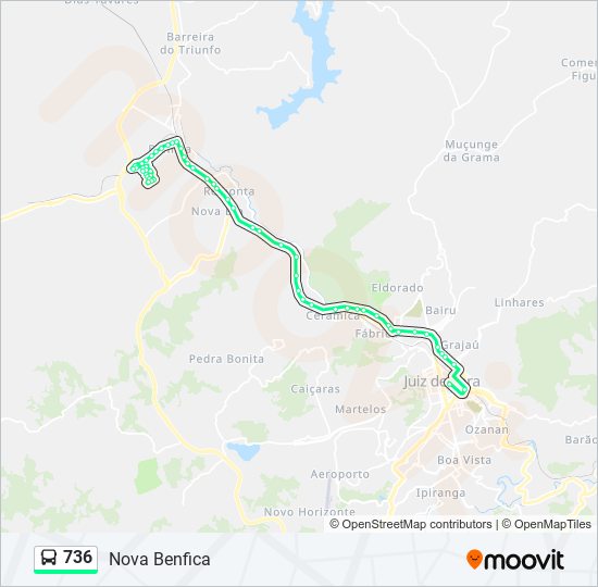 Mapa da linha 736 de ônibus