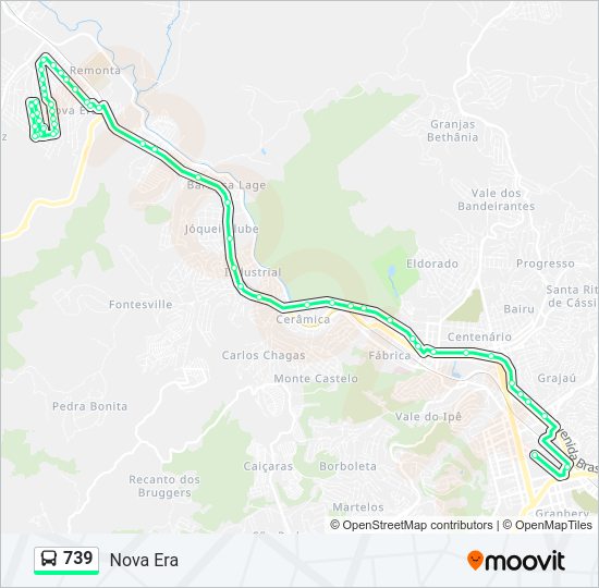 Mapa da linha 739 de ônibus