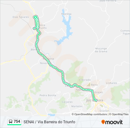 Mapa da linha 754 de ônibus