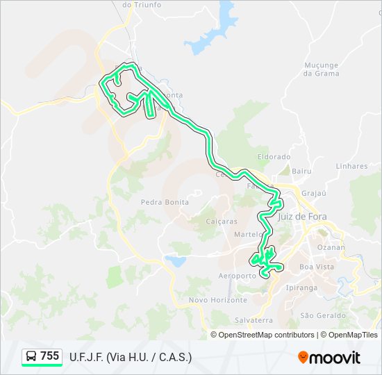 Mapa da linha 755 de ônibus